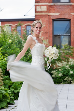 dancing bride with a dress