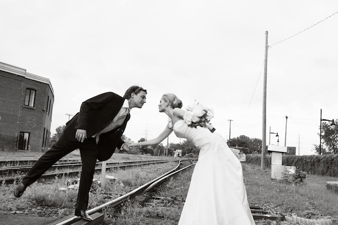 walking in Montreal on the wedding day